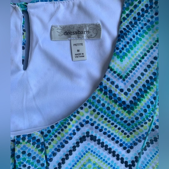 blue & green sheer summer sleeveless blouse with liner, medium | Dressbarn - Picture 8 of 9